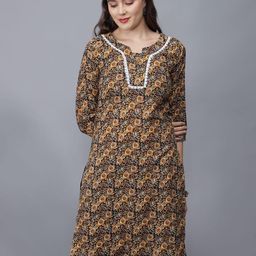 ETRAANA Printed Pure Cotton Round Neck Kurta-image-89
