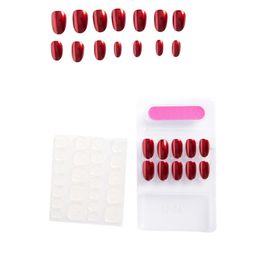 FEELHIGH Set Of 24 Medium Oval Metallic Designs Press On Reusable Nails-0