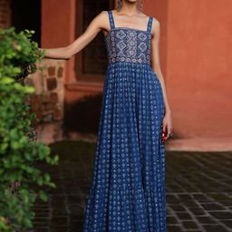 Global Desi Women Square Neck Maxi Ethnic Dresses-image-60