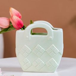 Nestasia Mint Green Diamond Textured Ceramic Vase-52
