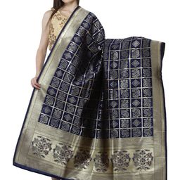 Exotic India Ethnic Motifs Woven Designed Bandhani Dupatta with Zari-picture-2