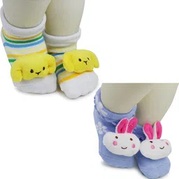 NESKA MODA Kids-Unisex Set Of 2 Ankle Length Cotton Socks-87
