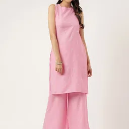 aayusika Women Solid Embroidered Kurti with Trousers-picture-38