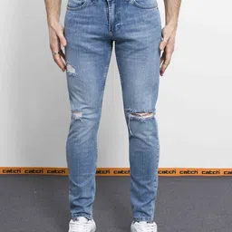 catch Men Slim Fit Mildly Distressed Light Fade Stretchable Jeans-image-57