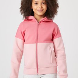 Domyos By Decathlon Girls Pink Colourblocked Hooded Sporty Jacket-image-51