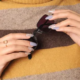 LICK 12 Pcs Glossy Long Stone Fake nails-Artificial Press On Nails - Lavender-51