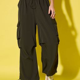 BUY NEW TREND Women Relaxed Loose Fit High-Rise Wrinkle Free Cargos Trousers-picture-43