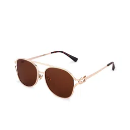 HASHTAG EYEWEAR Women Brown Lens & Gold-Toned Oval Sunglasses with-32