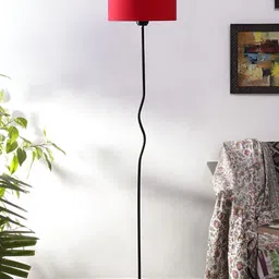 Devansh Red & Black Iron Floor Lamp With Shade image 5