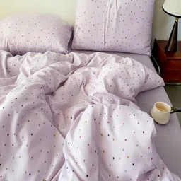 JC HOME Purple & Brown Printed Double Queen Regular Bedding Set-image-70