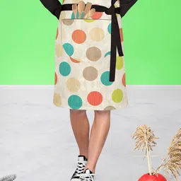 ArtzFolio Beige & Brown Printed Cotton Waist Apron-4
