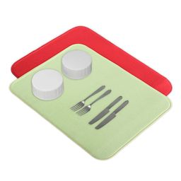 Kuber Industries 2-Pcs Green & Red Non Slip Dish Drying Mats-0