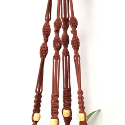 DULI 3-Pcs Red & Cream Handmade Macrame Boho HangingPlanters image 3