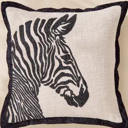 Home Centre Beige & Black Embroidered Square Cushion Covers-picture-3