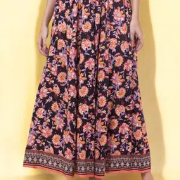 INUKA Printed Flared Maxi Skirt-image-46