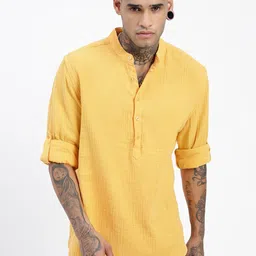 SHOWOFF Men Standard Slim Fit Band Collar Solid Cotton Casual Shirt-image-72
