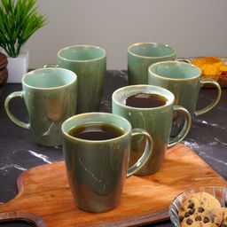 Aura Green & Brown 6 Pieces Ceramic Glossy Mugs 280ml-image-28