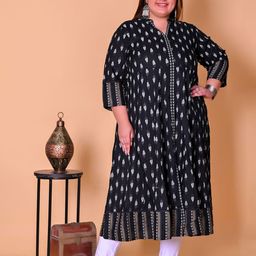 KALINI Ethnic Motifs Printed Mandarin Collar Anarkali Kurta-picture-33