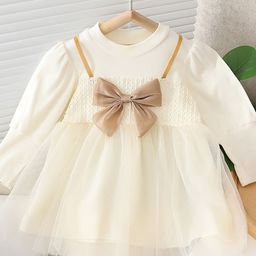 YK Girls Fit & Flare Dress with Bow Applique-picture-39