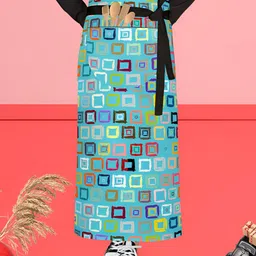 ArtzFolio Blue & White Printed Pure Cotton Waist Apron-picture-0