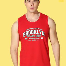 WOOSTRO Pack Of 2 Printed Super Combed Cotton Gym Vests VWS26(ALONE YELLOW)(BKLN RED)-picture-2