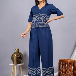TROPWEAR Embroidered Shirt Collar Shirt With Trousers Co-Ords Set-picture-57