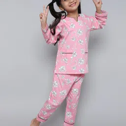 Little Clothings Girls Floral Printed Pure Cotton Night Suit-picture-39