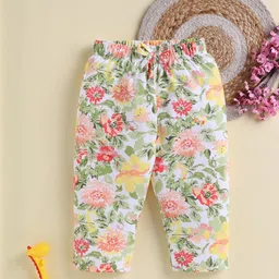 Biskid Girls Green & White Floral Printed Capris-picture-34