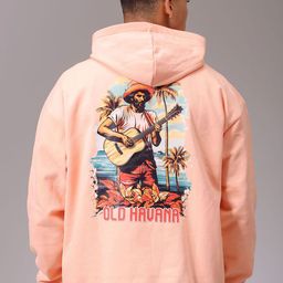 The Indian Garage Co Men Peach Printed Long Sleeves Pullover Hooded Neck Sweatshirt-image-10