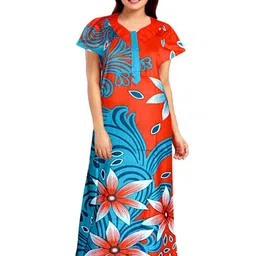 AAKARSHANA Green Pure Cotton Maxi Printed Nightdress-picture-10