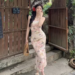 HERE&NOW Women Abstract Printed Bodycon Maxi Dress-image-45