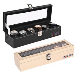 Kuber Industries 2-Pcs Black & Grey 6 Slots Watch Organizer Box-83