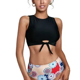 ANGEL CROSHET Printed Round Neck Swim Set-image-84