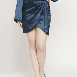 AMMARZO Satin Tulip Above Knee Wrap Skirt-image-87