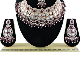 VATSALYA creation Rose Gold-Plated Artificial Stone Studded Jewellery Set-image-86