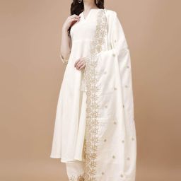 KALINI Women Floral Solid Kurta with Palazzo & Dupatta-image-78