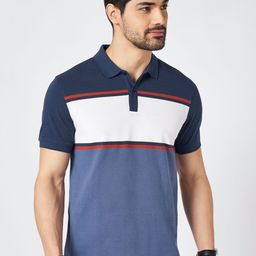 BYFORD by Pantaloons Men Striped Polo Collar Cotton Slim Fit T-Shirt-image-61