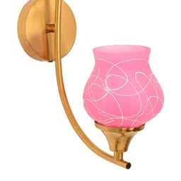 Somil Premium Designer Glass Wall/Night Lamp Elegant & Stylish Dcor Accent for Modern Interiors, Color Pink, White, Size:- 10 x 10 x 19.5 CM-118