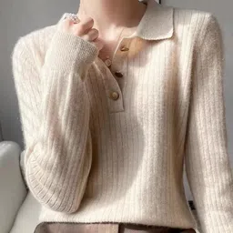 StyleCast Shirt Collar Woollen Sweater-image-60