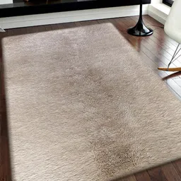 OBSESSIONS Beige Solid Anti-Skid Polyester Carpet-40