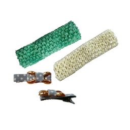 BAESD Infants Girls Set of 4 Crochet Headbands & Hairclips-41