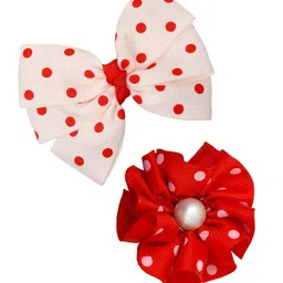 FUNKRAFTS Girls  Set of 2  Off White & Red  Alligator Hair Clip-13