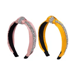 YouBella Women Multicoloured Set of 2 Embellished Hairband-12