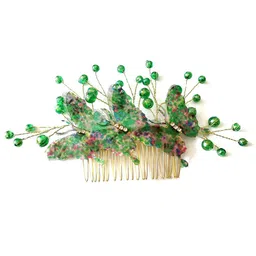 Hair Flare Women Artificial Butterfly Style Designed With Stones And Pearls Comb Pin-24