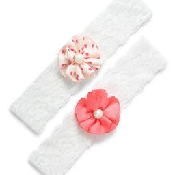 FUNKRAFTS Girls Set of 2 White & Peach-Coloured Embellished Hairband-6