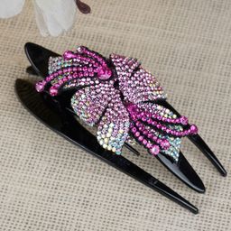 MIZORRI Women Pink Crystal Flower Rhinestone Hair Claw Clip-28