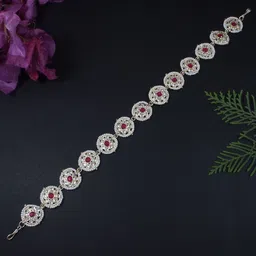 I Jewels Gold Plated Floral Kundan Pearl Mathapatti-34