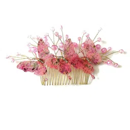 Hair Flare Women Artificial Butterfly Style Designed With Stones And Pearls Comb Pin-image-82
