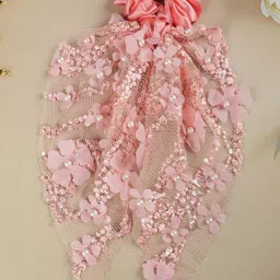 Radhu & Kabby Women Set Of 3 Embellished Scarf Scrunchies-picture-10