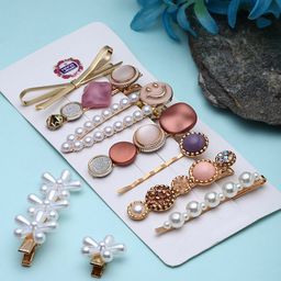 VOGUE PANASH Set Of 9 Gold-Plated Embellished Claw Clip-93